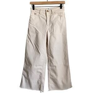 Closed Niki Jeans Cream Wide Leg High Rise Raw Hem Candiani‎ Denim Size 26